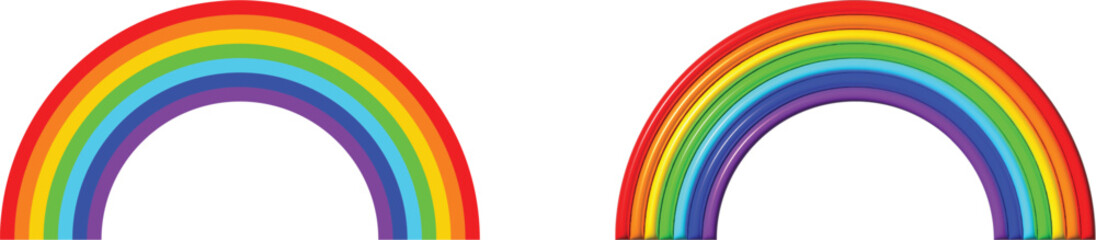 Obraz premium Two Vibrant Rainbow Arches (2d classic and inflated 3d) with Distinct Color Bands