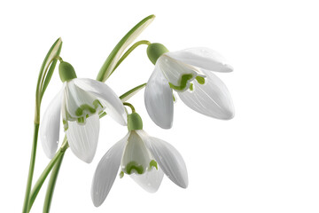 Obraz premium White Snowdrops Flowers Isolated on White Background, Watercolor Style