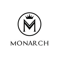 Monarch Letter M Logo with Royal Crown in Circular Frame