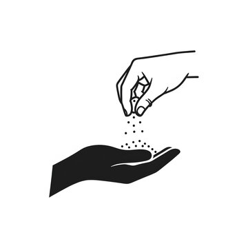 Hands sprinkling salt during a symbolic Dandi March Salt March protest illustration