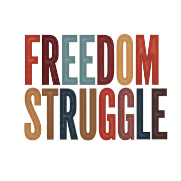 Vibrant typography illustrating the struggle for freedom during the historic Dandi March and Salt March