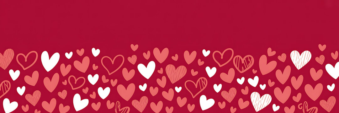 Cute hand drawn hearts seamless pattern, great for Valentine's Day, Weddings, Mother's Day - textiles, banners, wallpapers, backgrounds.