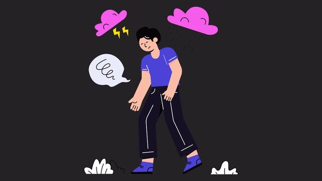 Man in Depression  Alpha channel Animation