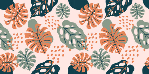 Tropical Botanical Leaves Seamless Pattern for Fabric and Textile Design
