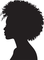 African woman silhouette profile with beautiful curly afro hairstyle