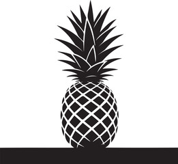 Obraz premium Pineapple silhouette icon with detailed texture and spiky top leaf