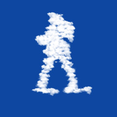 Clouds in the shape of a boxer girl symbol on a transparent background. A symbol consisting of clouds in the center. Illustration on transparent background