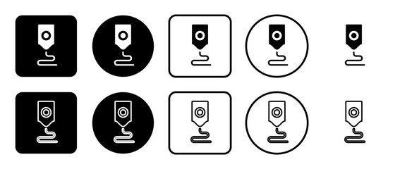 Icon set of 3D printer symbol. Filled, outline, black and white icons set, flat style.  Illustration on transparent background