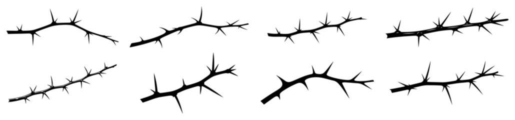 Collection of thorny branch silhouettes for crown of thorns or nature designs © Camel