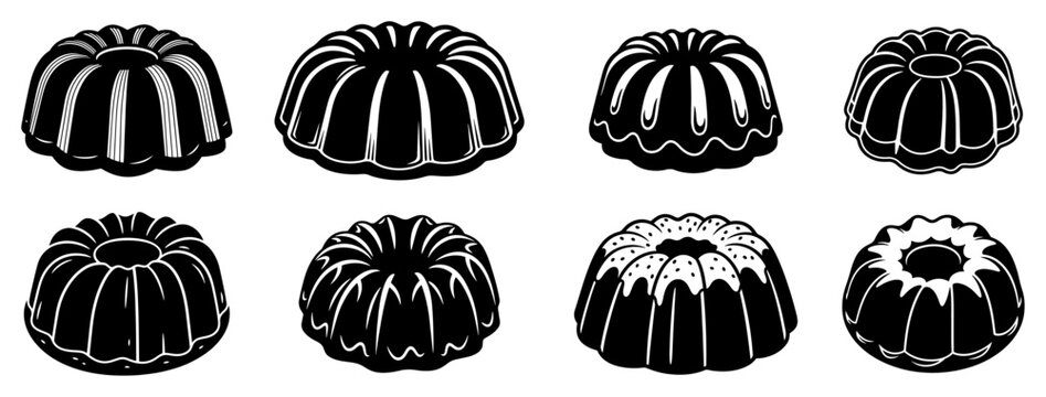 Collection of traditional bundt cake silhouettes for Easter baking and celebration designs