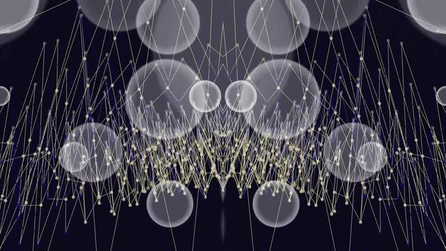 Abstract Network Visualization Connecting Nodes in Bright Web of Light and Dots in Dark Background