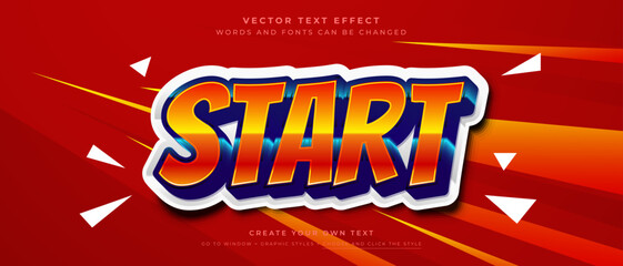 3D bold START text effect on dynamic red background