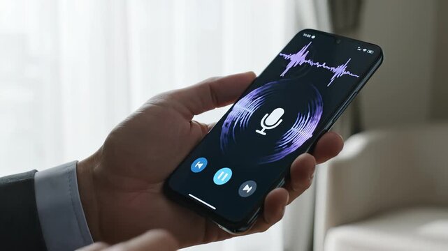 Person using voice assistant on smartphone