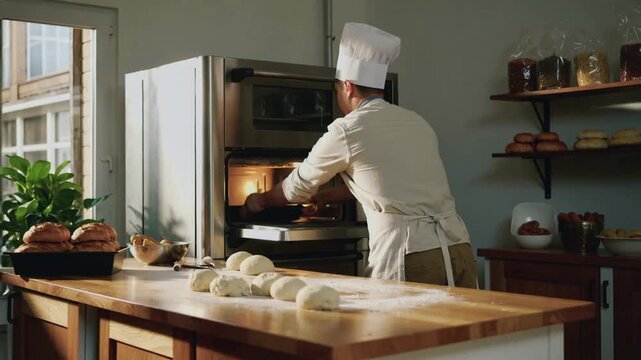 A baker making bread.