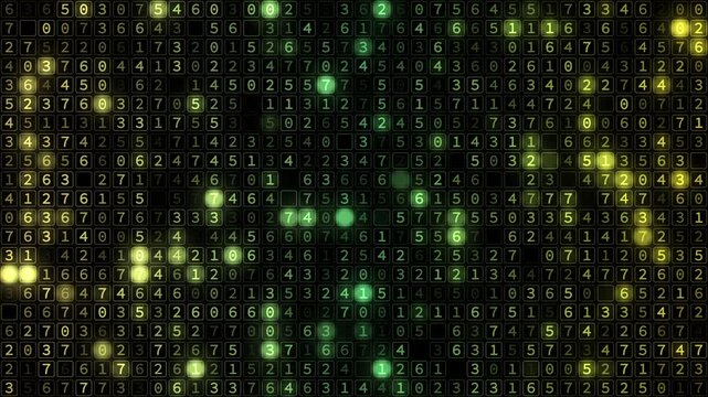 Abstract octal tech background animation with glowing digits 0&ndash;7, futuristic digital data flow, seamless loop, ideal for AI, cybersecurity, coding, and high-tech concepts