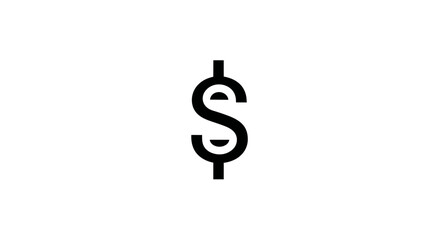 Obraz premium A simple, black dollar sign on a stark white background, conveying finance and wealth