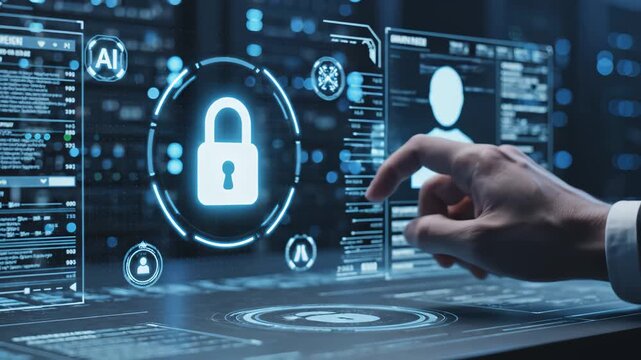 Hand interacting with digital security interface