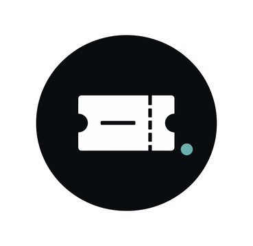 Flat vector badge solid black small circle background ticket tiny