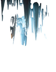 Pale blue, jagged ice formations against a stark black backdrop