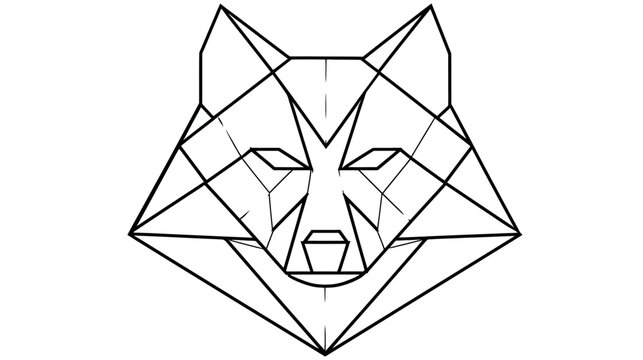 A geometric illustration of a wolf's head, created using thick black lines on a white background