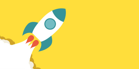 Rocket ship icon in cartoon flat style. Spaceship launch vector illustration on isolated background. Space transport sign business concept. © Lysenko.A