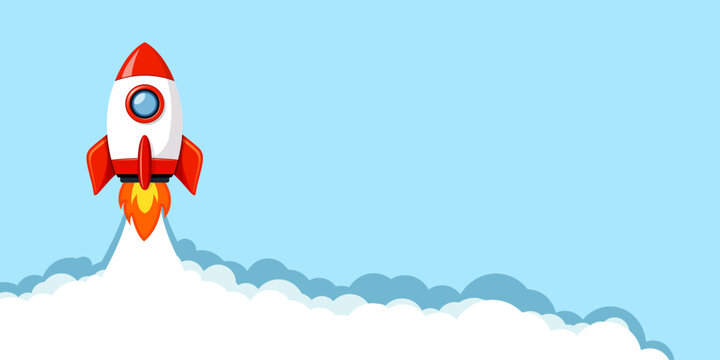 Rocket ship icon in cartoon flat style. Spaceship launch vector illustration on isolated background. Space transport sign business concept.