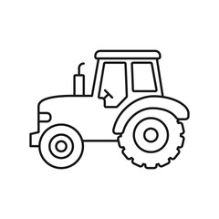 Obraz premium Tractor truck icon in outline stroke flat style. Agriculture transport vector illustration on isolated background. Farming vehicle sign business concept.