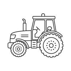 Fototapeta premium Tractor truck icon in outline stroke flat style. Agriculture transport vector illustration on isolated background. Farming vehicle sign business concept.