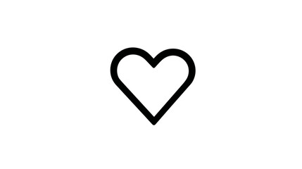 A black outlined heart shape, simple and symmetrical, centered against a clean white background