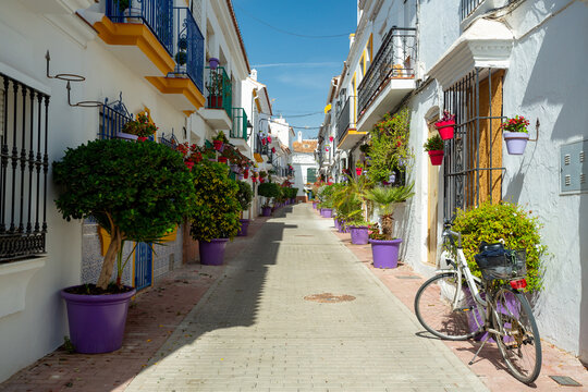 Estepona, Spain. Flower adorned streets of the white village