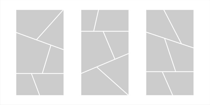 Image collage layout template. Mosaic mood board grid collection. Picture frame set. Photo album concept idea for banner, poster, comic page, flyer, brochure, booklet, memory wall design. Vector pack