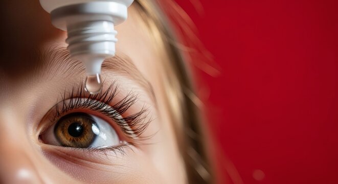 Eye Drop Relief Closeup of Childs Eye with Calming Treatment.