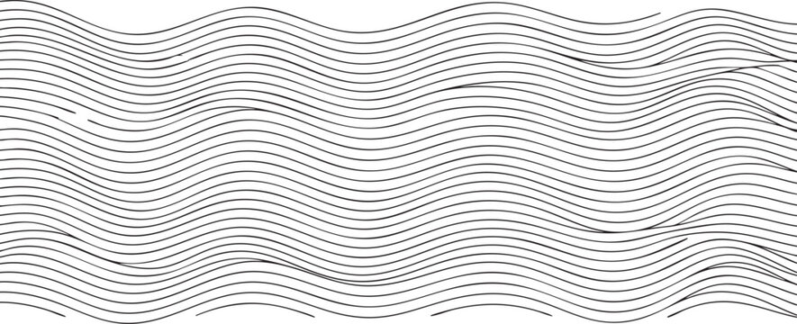 Abstract seamless wave pattern featuring gray wavy lines and textured curves for a vector wallpaper design or decorative sea surface backdrop