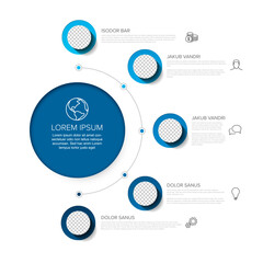 This professional infographic template features blue circular photo placeholders elements for data visualization. Use this versatile infographic template to present your complex business data clearly.