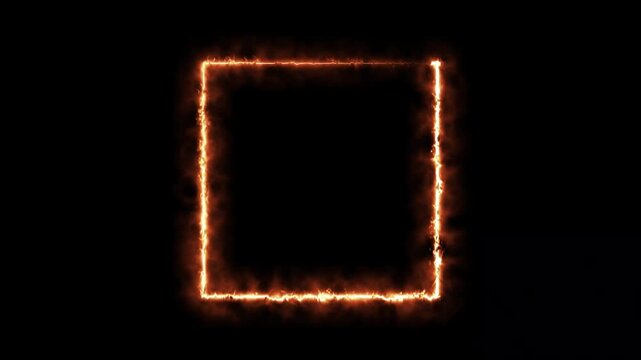 Fiery square glowing frame with electric effect