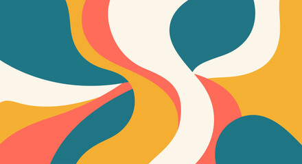 Colorful waves unfolding like a tranquil retro sunset dream