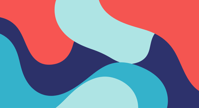 Fluid retro shapes merging in a dance of contrast