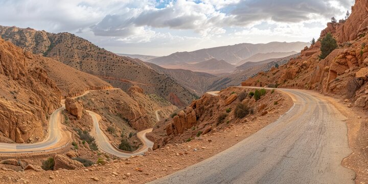 road in rock sand mountain valley landscap
