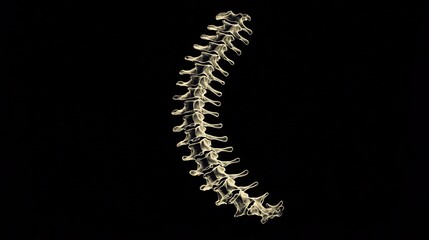 culpability. X-ray silhouette of a human spine with a subtle golden coil ascending within the vertebrae. STEM education sheets, lab safety posters, designed for biotech research communications.