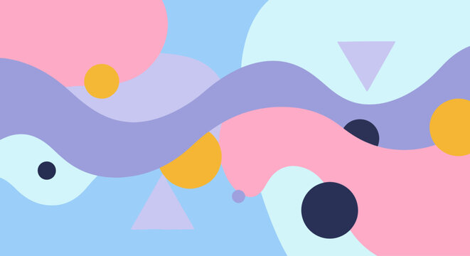 Trendy modern art background with layered curved blocks