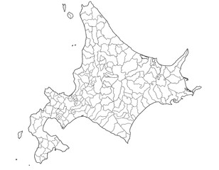 北海道　白黒　シンプル　イラスト © 酢漬け きゅうりの