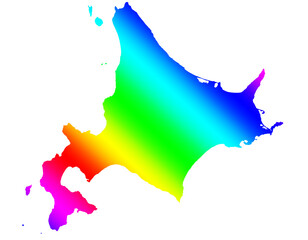 北海道　虹色　カラフル　イラスト © 酢漬け きゅうりの