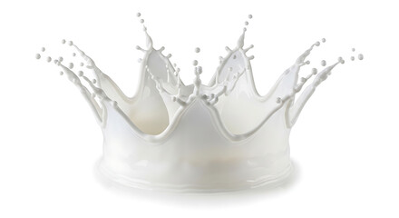 Milk splashes upwards in a dynamic motion