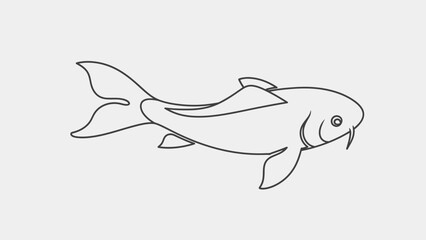 Fototapeta premium Outlined koi fish illustration on white background for design and print