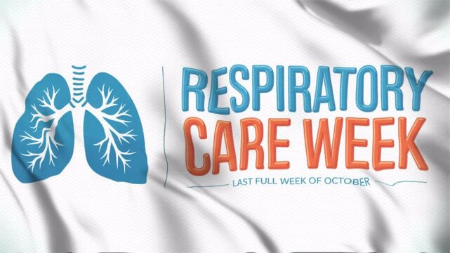 Animated video with a Respiratory Care Week theme with a wavy flag style, suitable for campaigns. Motion graphics, 4K footage.