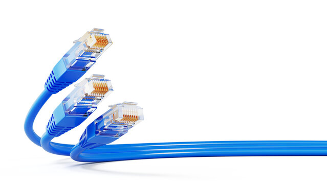 Network connection, internet, technology concept - Ethernet Network RJ45 cables isolated