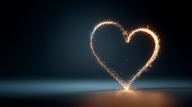 Abstract glowing heart shape. - health and care concept.