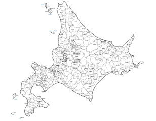 北海道　地名別イラスト　文字・斑点あり　イラスト © 酢漬け きゅうりの