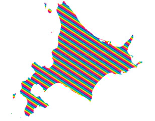 北海道　虹色　カラフル　縞模様　イラスト © 酢漬け きゅうりの