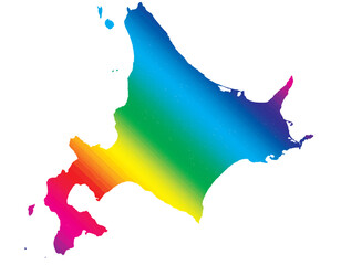 北海道　虹色　カラフル　イラスト © 酢漬け きゅうりの